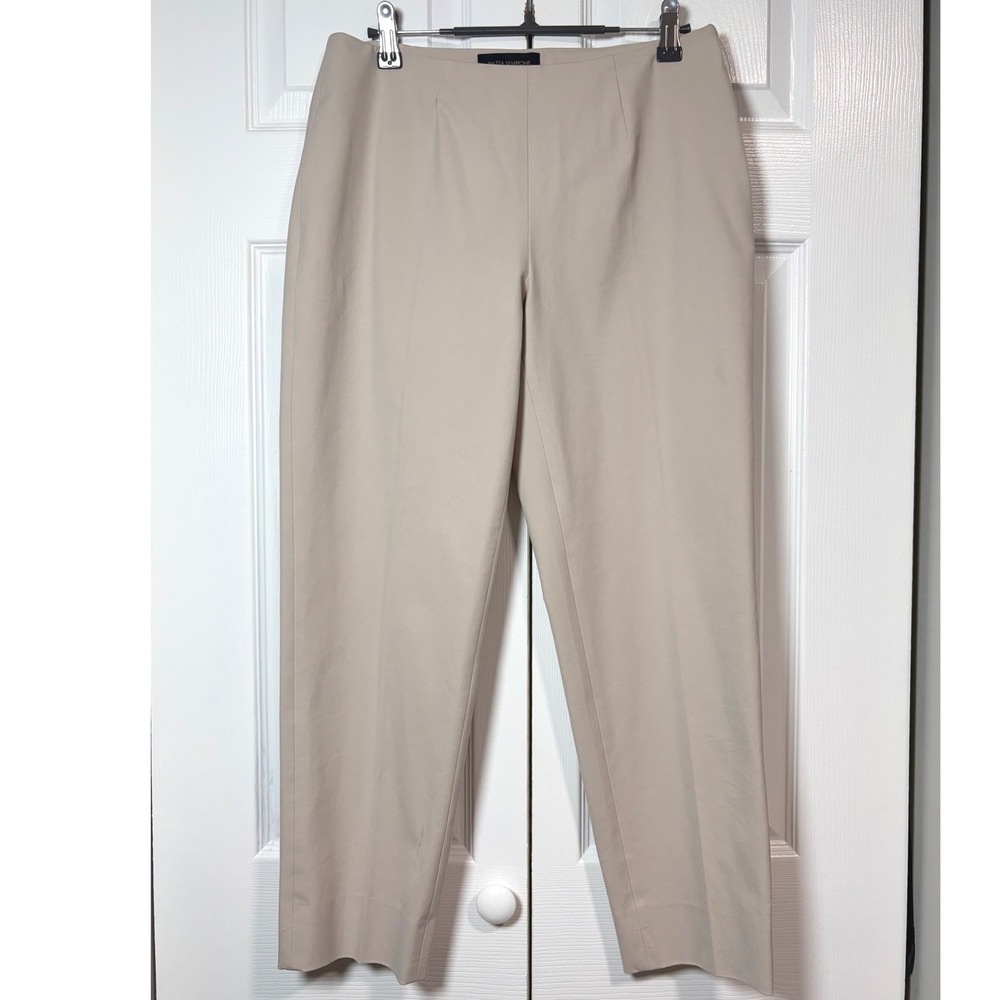Piazza Sempione Audrey Beige Tan Side Zip Cropped Pants Made in Italy Size 42